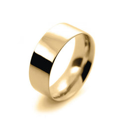 Mens 8mm 9ct Yellow Gold Flat Court shape Medium Weight Wedding Ring