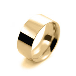 Mens 10mm 9ct Yellow Gold Flat Court shape Heavy Weight Wedding Ring