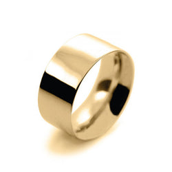 Mens 10mm 9ct Yellow Gold Flat Court shape Medium Weight Wedding Ring
