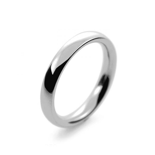 Mens 3mm Palladium 500 Court Shape Heavy Weight Wedding Ring