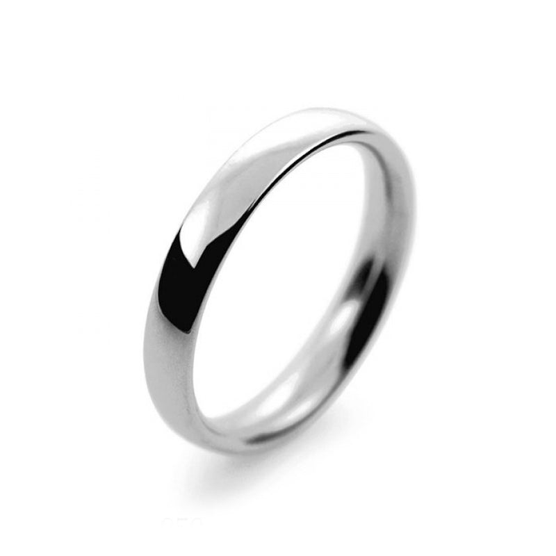Mens 3mm Palladium 500 Court Shape Medium Weight Wedding Ring