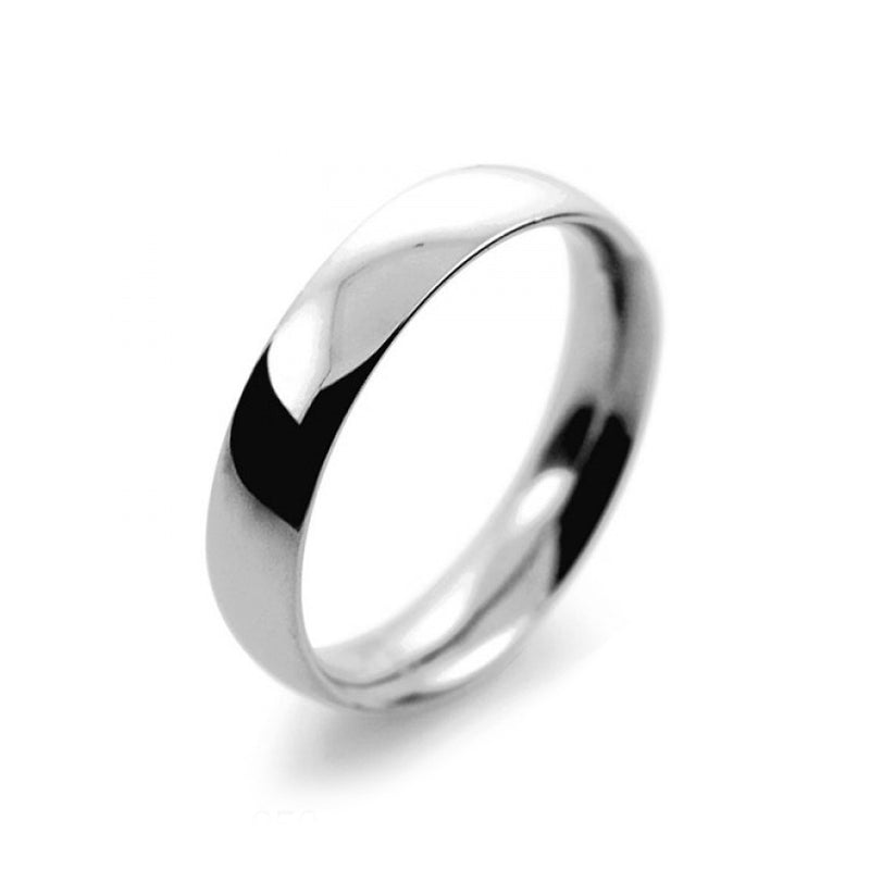 Mens 4mm Palladium 500 Court Shape Medium Weight Wedding Ring