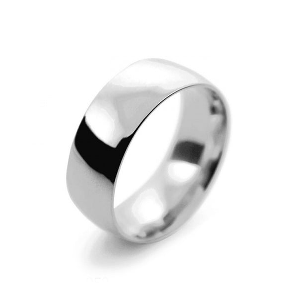 Mens 8mm Palladium 500 Court Shape Medium Weight Wedding Ring