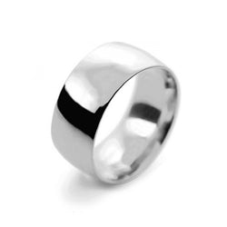 Mens 10mm Palladium 500 Court Shape Medium Weight Wedding Ring