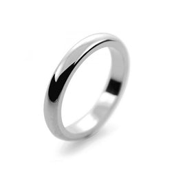 Mens 3mm Palladium 500 D Shape Heavy Weight Wedding Ring