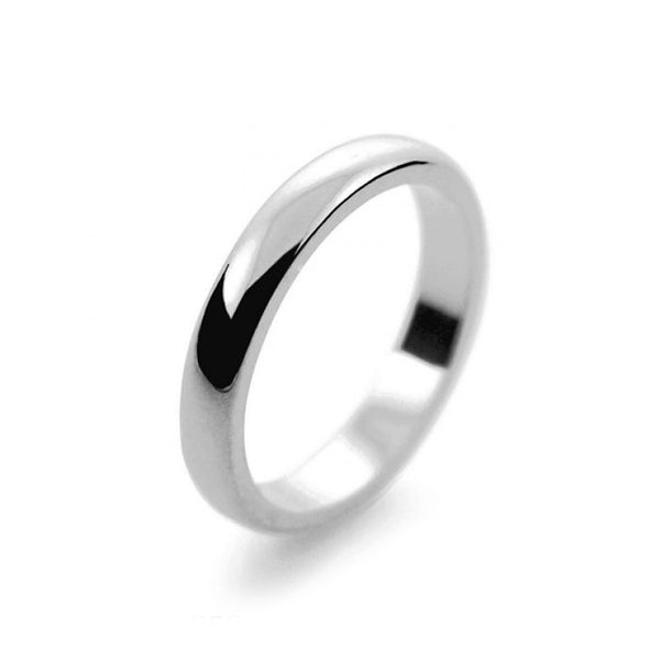 Mens 3mm Palladium 500 D Shape Medium Weight Wedding Ring