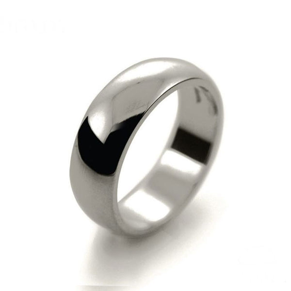 Mens 7mm Palladium 500 D Shape Heavy Weight Wedding Ring