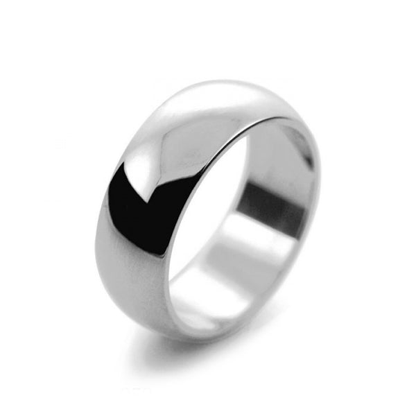 Mens 8mm Palladium 500 D Shape Heavy Weight Wedding Ring