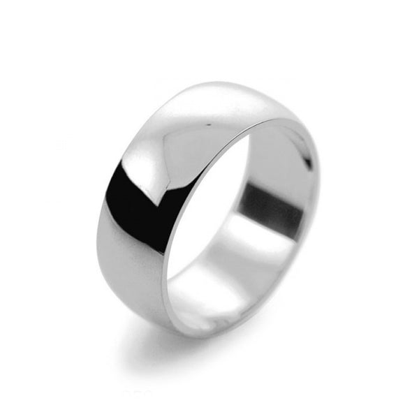 Mens 8mm Palladium 500 D Shape Medium Weight Wedding Ring