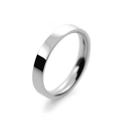 Mens 3mm Palladium 500 Flat Court shape Medium Weight Wedding Ring