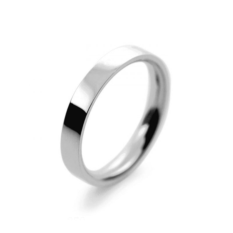 Mens 3mm Palladium 500 Flat Court shape Medium Weight Wedding Ring