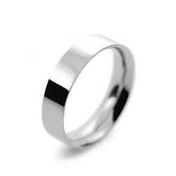 Mens 5mm Palladium 500 Flat Court shape Medium Weight Wedding Ring