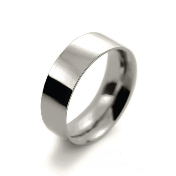 Mens 7mm Palladium 500 Flat Court shape Medium Weight Wedding Ring