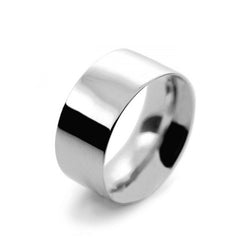 Mens 10mm Palladium 500 Flat Court shape Medium Weight Wedding Ring