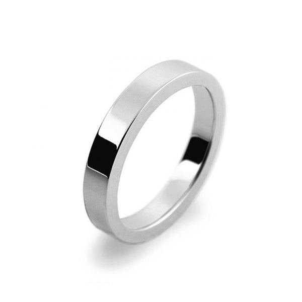 Mens 3mm Palladium 500 Flat Shape Heavy Weight Wedding Ring