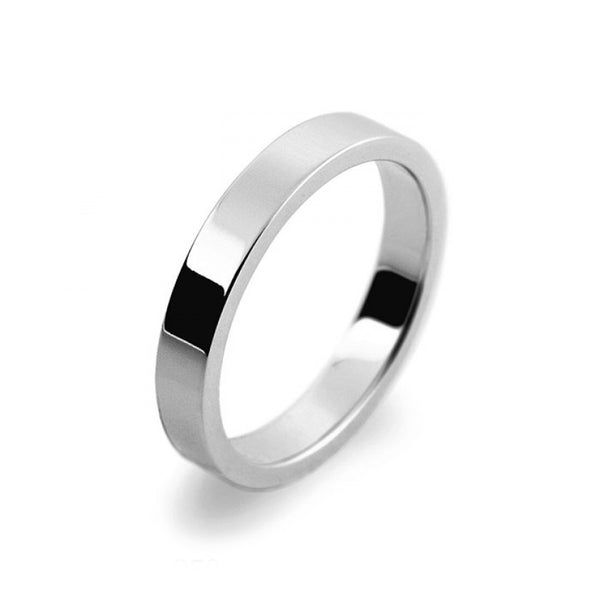 Mens 3mm Palladium 500 Flat Shape Medium Weight Wedding Ring