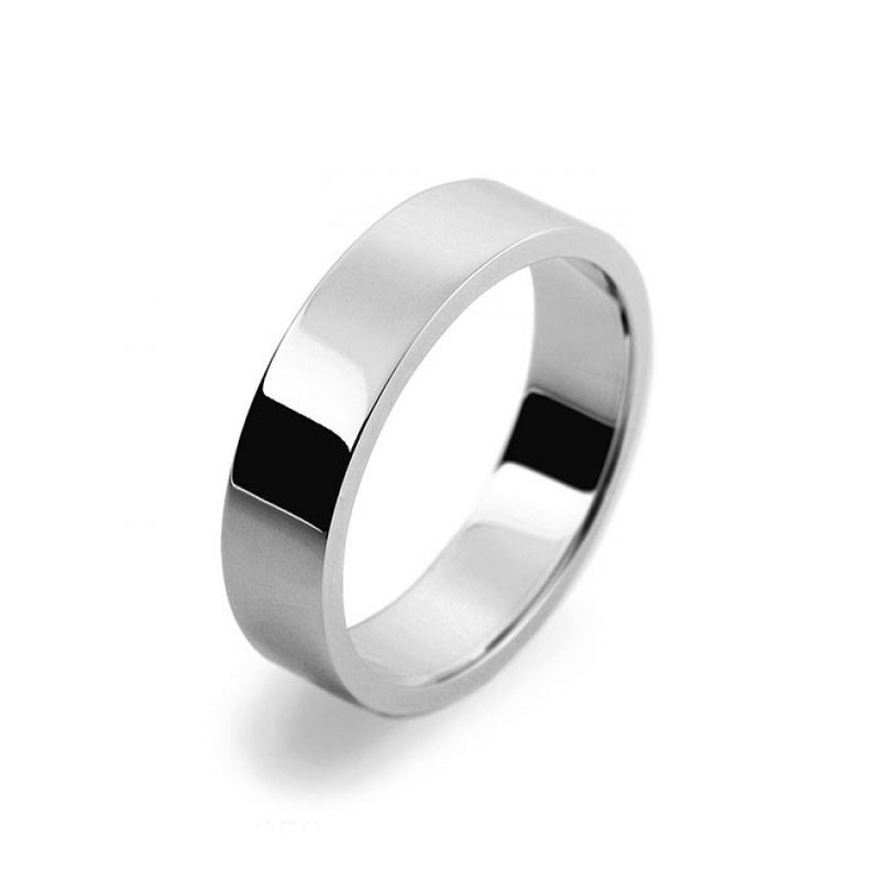 Mens 5mm Palladium 500 Flat Shape Medium Weight Wedding Ring