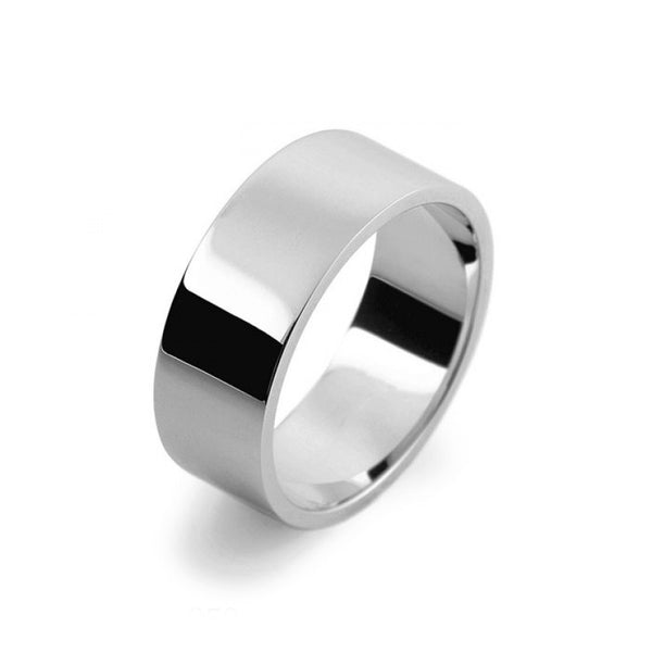 Mens 8mm Palladium 500 Flat Shape Medium Weight Wedding Ring