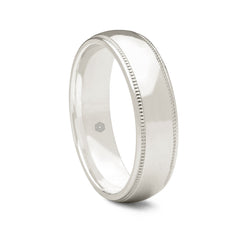 Mens Polished Platinum 950 Court Shape Wedding Ring With Millgrain Edges 