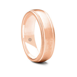 Mens Satin Finish 9ct Rose Gold Court Shape Wedding Ring With Millgrain Edges