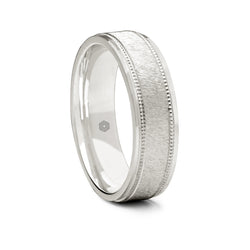 Mens Polished Palladium 500 Court Shape Wedding Ring With Polished and Textured Detailing