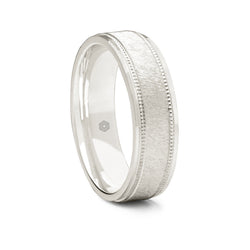 Mens Polished Platinum 950 Court Shape Wedding Ring With Polished and Textured Detailing