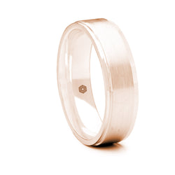 Mens Satin Polish 9ct Rose Gold Flat Court Shape Wedding Ring With Polished Edges