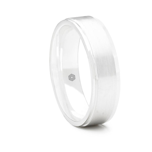 Mens Satin Polish Platinum 950 Flat Court Shape Wedding Ring With Polished Edges 