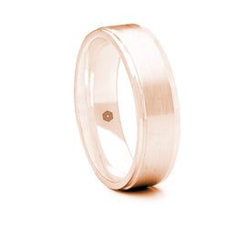Mens Satin Polish 18ct Rose Gold Flat Court Shape Wedding Ring With Polished Edges