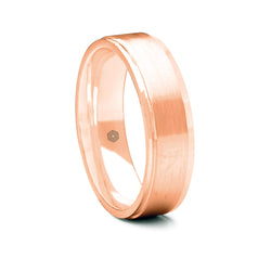 Mens Polished 18ct Rose Gold Flat Court Wedding Ring With Tapered Edges