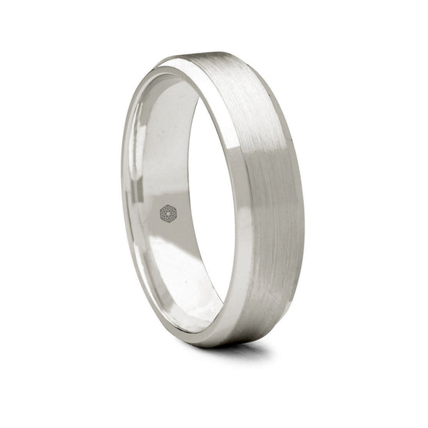 Mens Matte Finish Palladium 500 Flat Court Shape Wedding Ring With Polished Tapered Edges