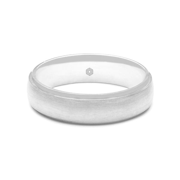Horizontal Shot of Mens Matte Finish Platinum 950 Flat Court Shape Wedding Ring With Polished Tapered Edges