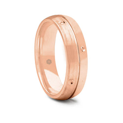 Mens 9ct Rose Gold Court Shape Wedding Ring With Polished and Matte Sections