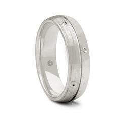 Mens Palladium 500 Court Shape Wedding Ring With Polished and Matte Sections