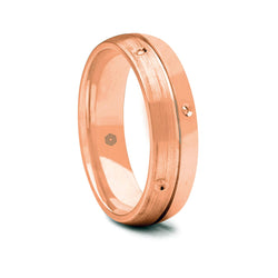 Mens 18ct Rose Gold Court Shape Wedding Ring With Polished and Matte Sections