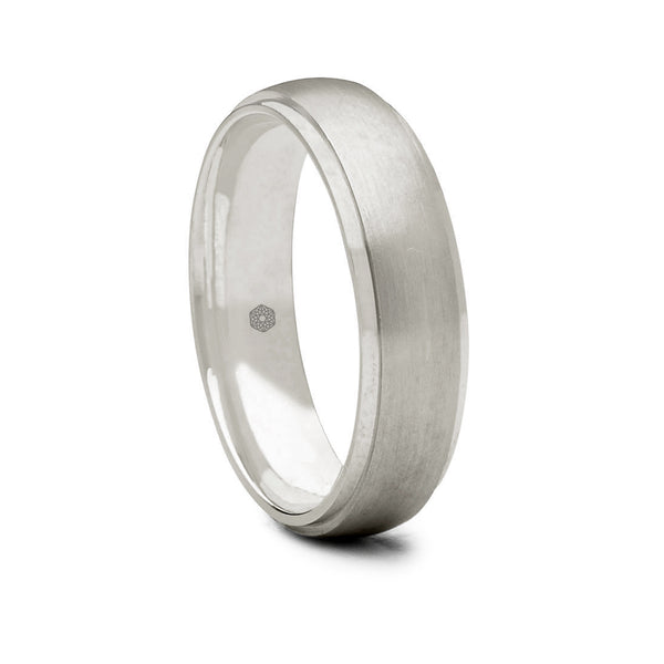 Mens Satin Finish Palladium 500 Court Shape Wedding Ring With Polished Angled Edges