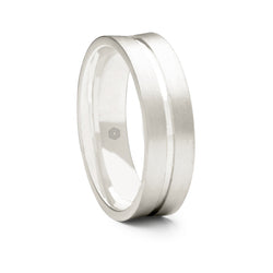 Mens Matte Finish Platinum 950 Flat Court Shape Wedding Ring With Central Flat Groove