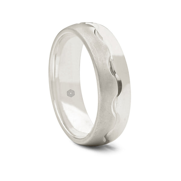 Mens Platinum 950 Court Shape Wedding Ring With Both Matte and Polished Surfaces 