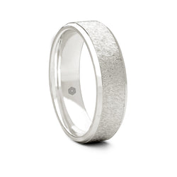 Mens Textured Palladium 500 Flat Court Shape Wedding Ring With Polished Flat Edges