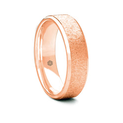 Mens Textured 18ct Rose Gold Flat Court Shape Wedding Ring With Polished Flat Edges