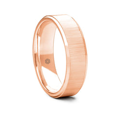 Mens Matte Finish 9ct Rose Gold Flat Court Wedding Ring With Polished Flat and Angled Edges