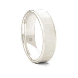 Mens Matte Finish 9ct White Gold Flat Court Wedding Ring With Polished Flat and Angled Edges