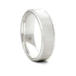 Mens Matte Finish Palladium 500 Flat Court Wedding Ring With Polished Flat and Angled Edges