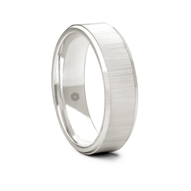 Mens Matte Finish Palladium 500 Flat Court Wedding Ring With Polished Flat and Angled Edges