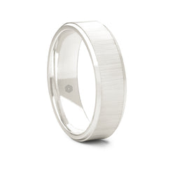 Mens Matte Finish Platinum 950 Flat Court Wedding Ring With Polished Flat and Angled Edges