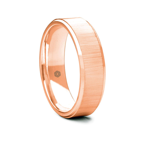 Mens Matte Finish 18ct Rose Gold Flat Court Wedding Ring With Polished Flat and Angled Edges