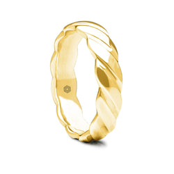 Mens Polished 9ct Yellow Gold Court Shape Wedding Ring With Twist Pattern