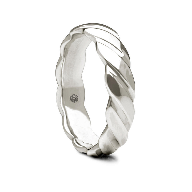Mens Polished Palladium 500 Court Shape Wedding Ring With Twist Pattern