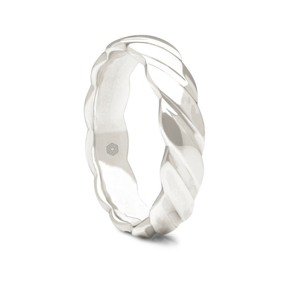 Mens Polished Platinum 950 Court Shape Wedding Ring With Twist Pattern