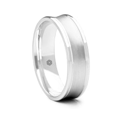 Mens Satin Finish Platinum 950 Flat Court Wedding Ring With Dipped Centre and Polished Edges